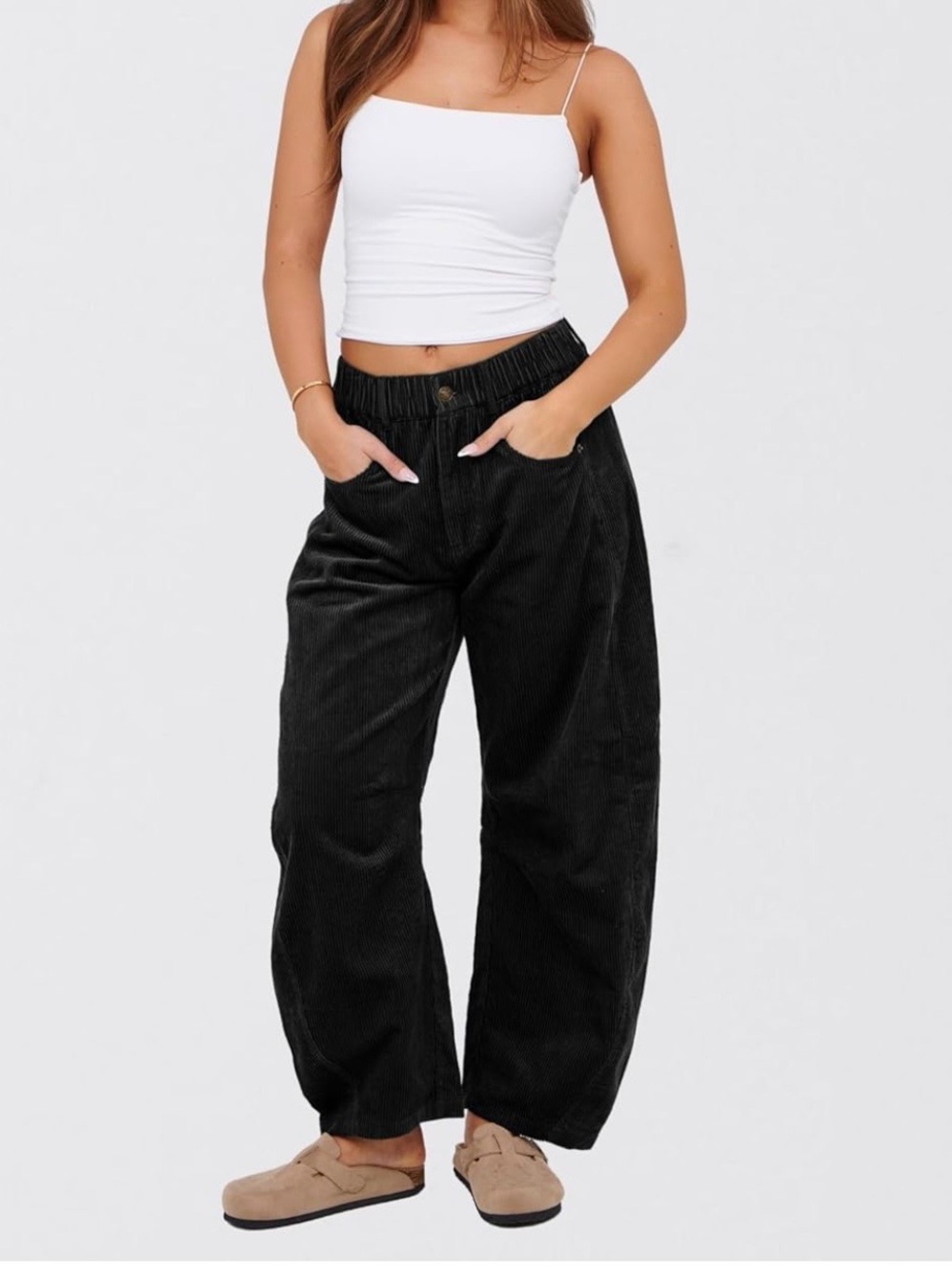Black Barrel Corduroy Pants